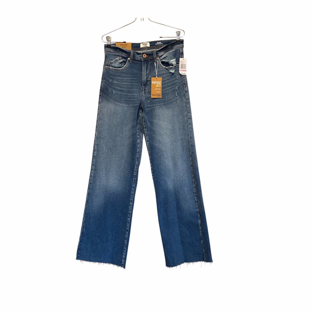 Kensie “The Kaya” High Rise Wide Leg Jeans 6/28 Vintage Luxe Raw Hem NWT Retro
